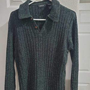 Forest green Claiborne Sweater with top buttons